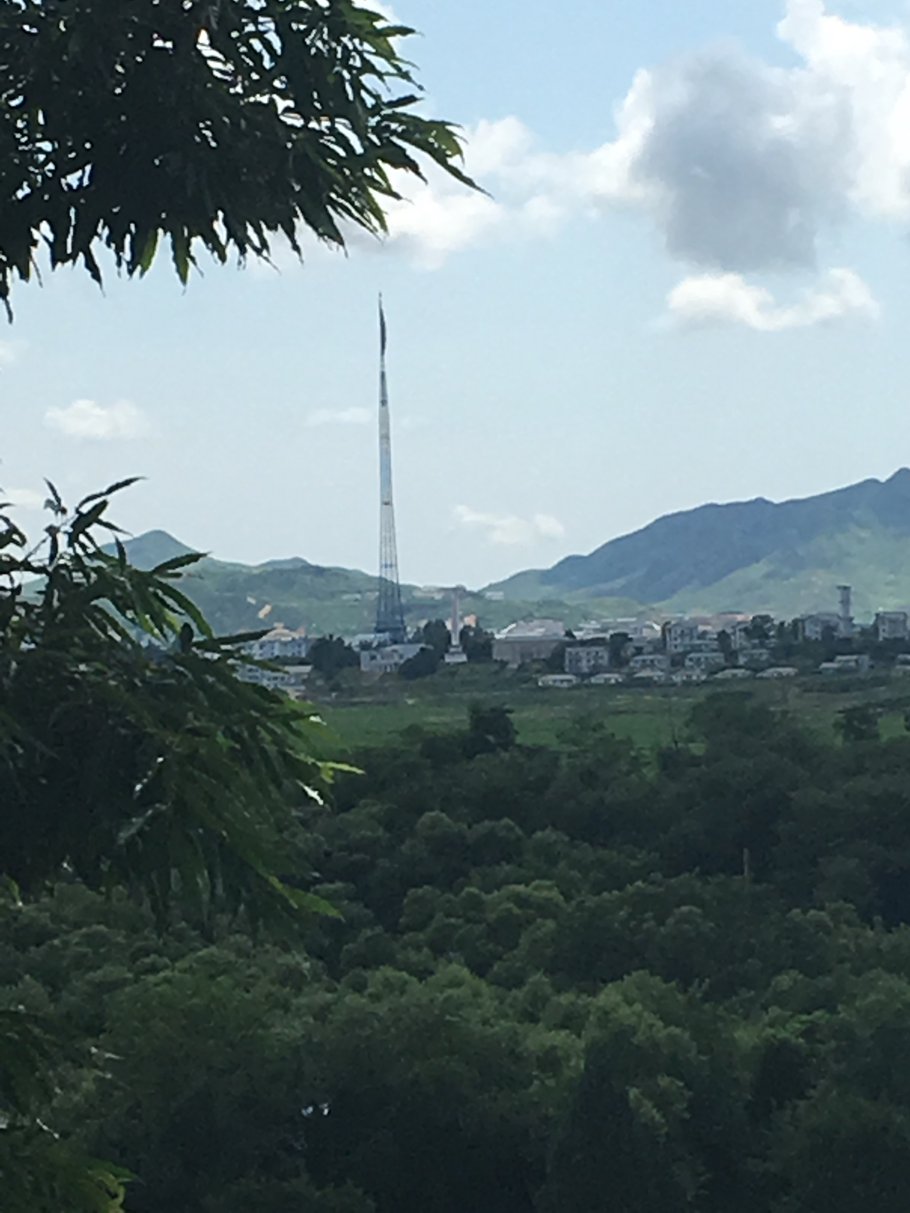a tall tower in the distance